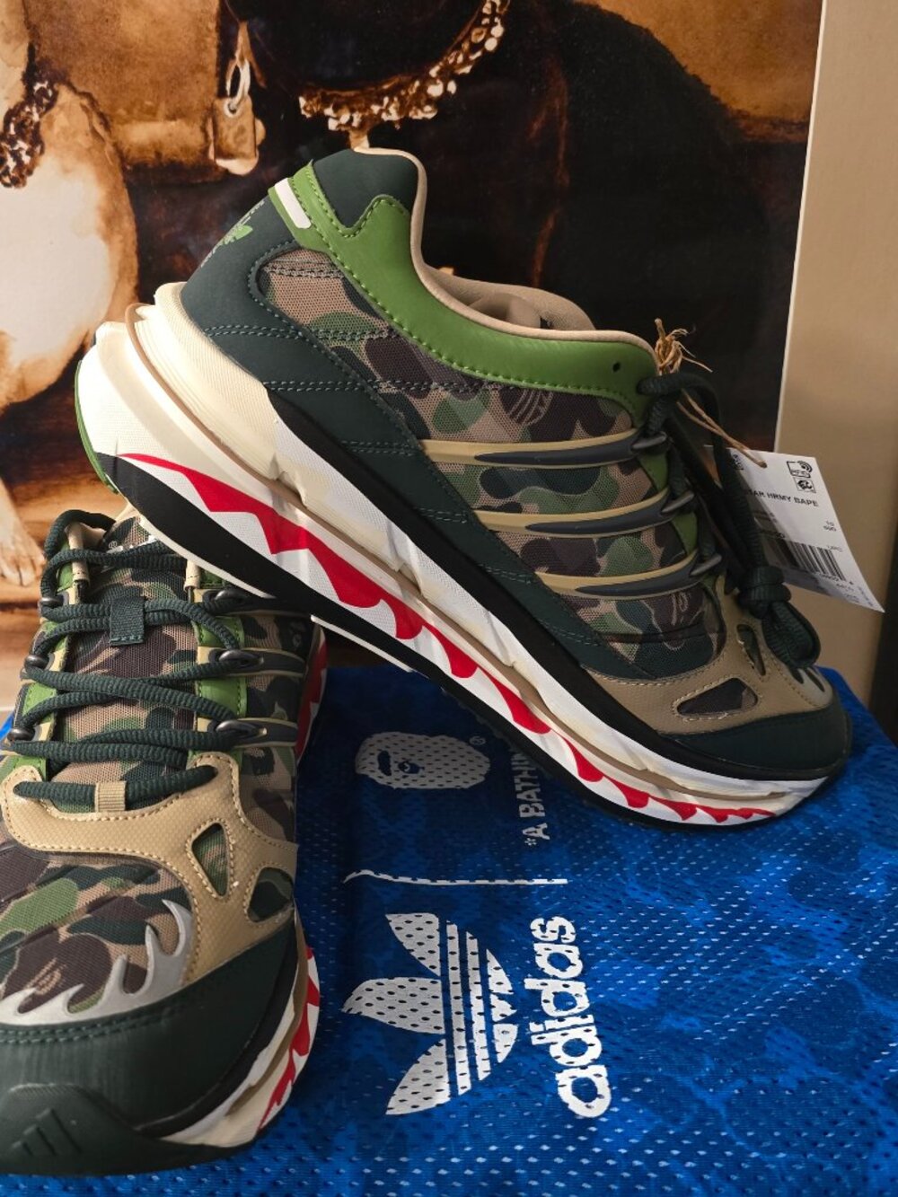 BAPE x adidas Adistar HRMY 'Green Camo' KJ8850 Mens Shoes Sneaker Size 10 US NEW